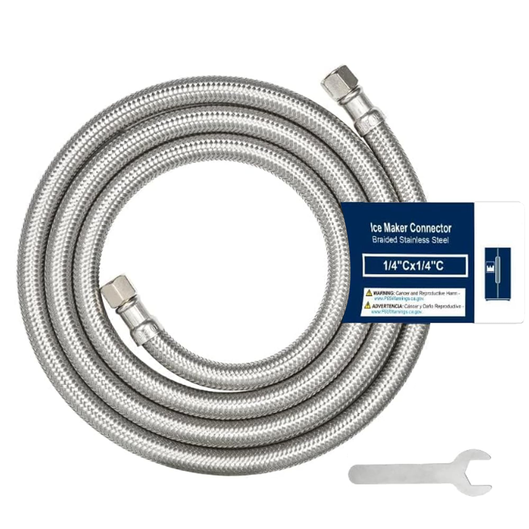 PLUMBINGMASTER 40pcs  Ice Maker Water Line Stainless Steel Braided – Flexible Refrigerator Water Supply Tube with 1/4" Quick Connect Fitting, Universal Fit