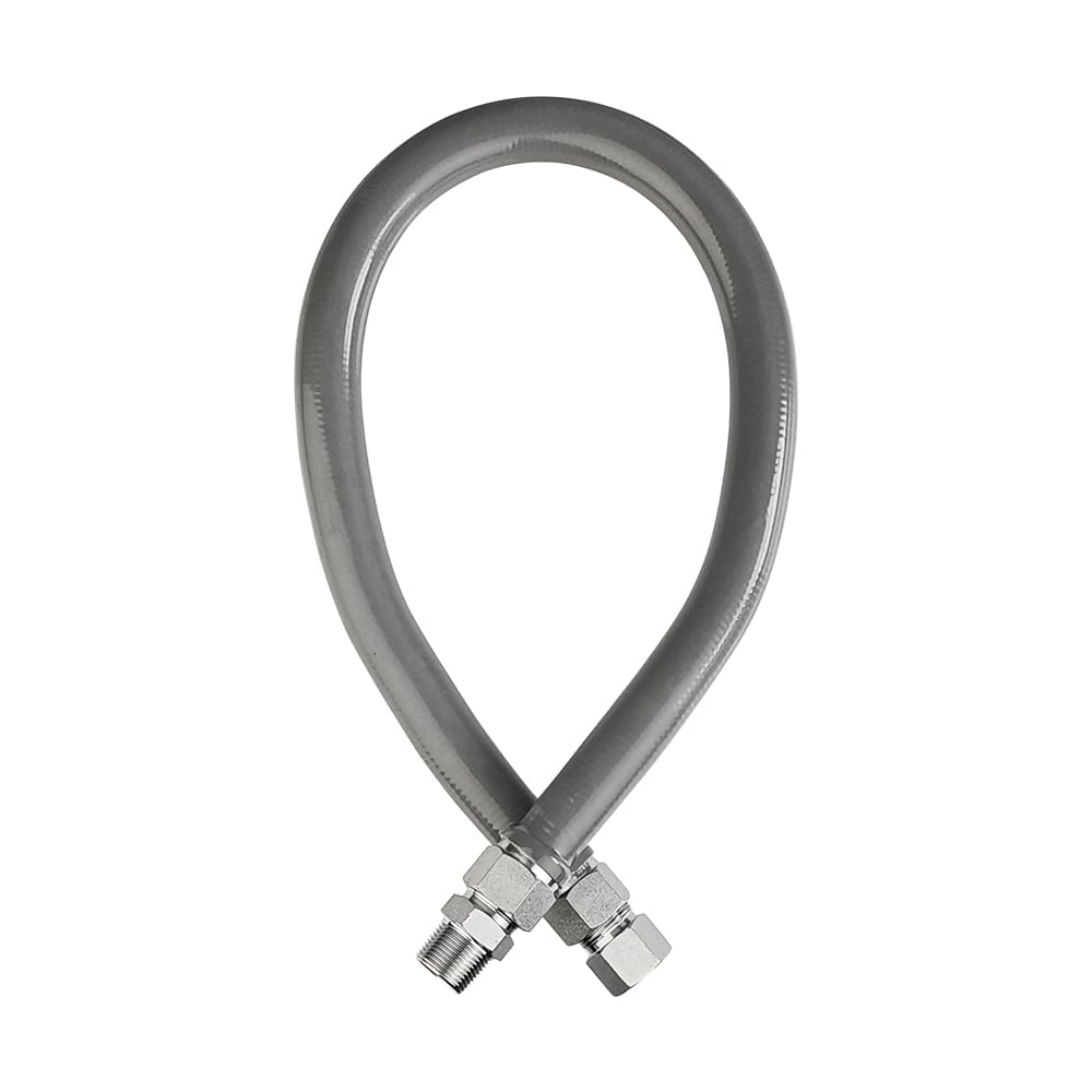 PLUMBINGMASTER 10pcs 3/4"MIP x 3/4"FIP Gas Connector Hose Supply(1"OD),Gray PVC Coated Gas Line,Full Flow Gas Hose for Indoor and Outdoor