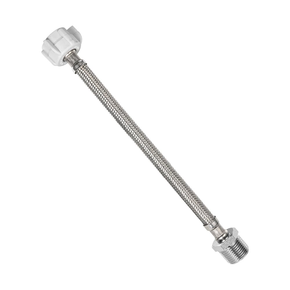 PLUMBINGMASTER 100pcs 8 Inch Flexible Toilet Connector Extension, 7/8 female x 7/8 male Hose Adapter, Stainless Steel Braided Hose to Toilet Tank Compatible