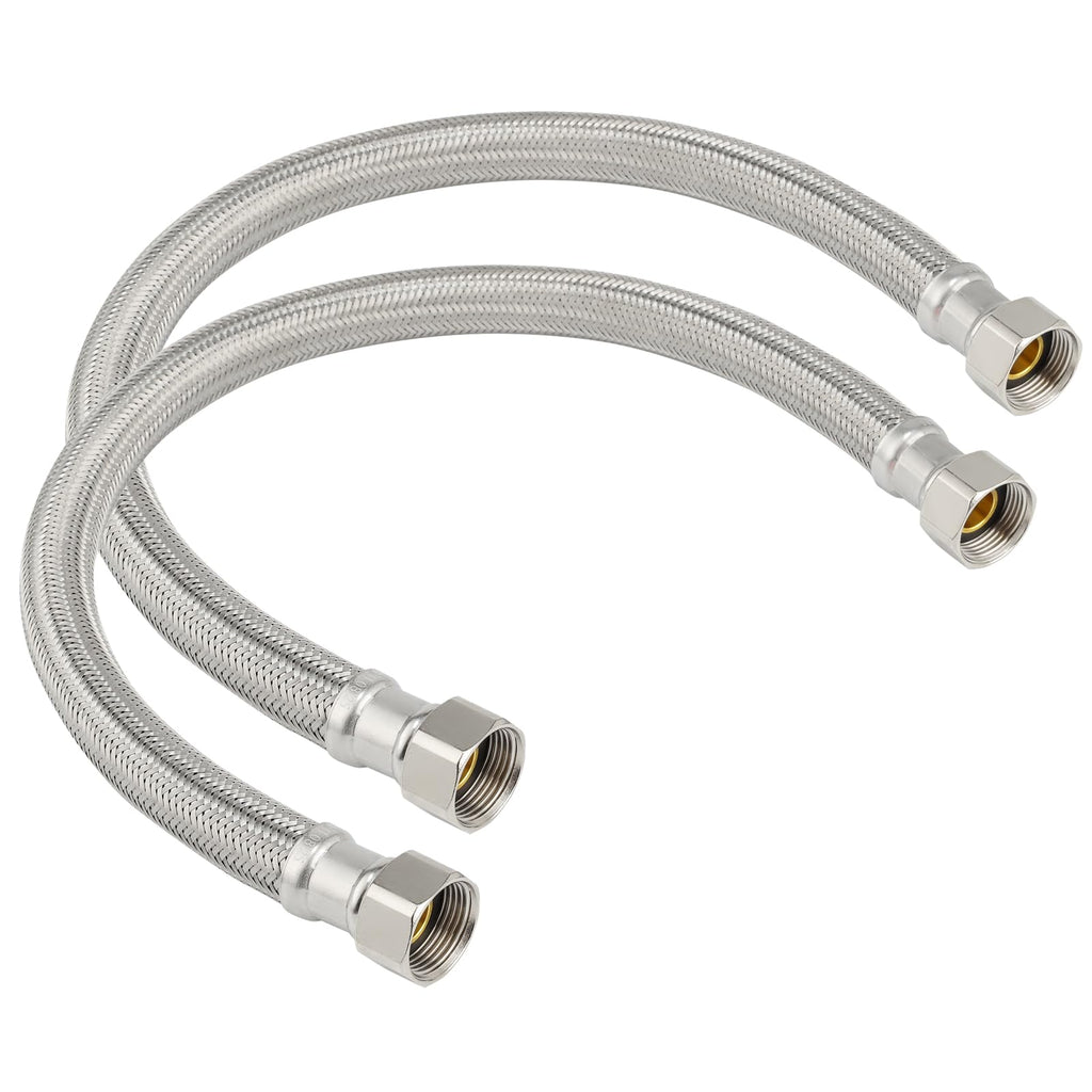 PLUMBINGMASTER 20 pcs Braided Flexible Stainless Steel Water Heater Connector Hose 3/4-Inch FIP x 3/4-Inch FIP Female Steel-Flex Water Heater Connector For Female Iron Water Pipes Fitting
