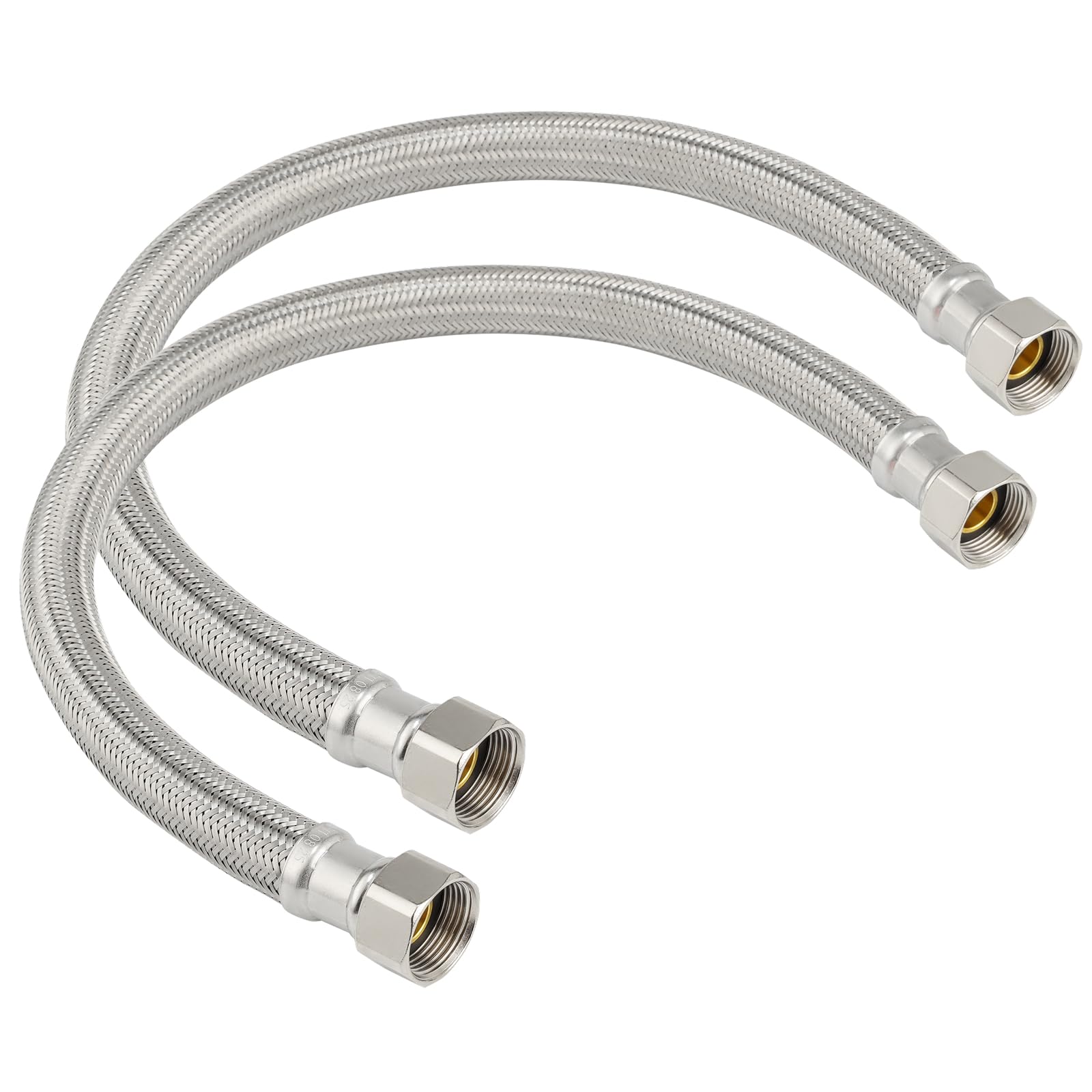 PLUMBINGMASTER 20 pcs Braided Flexible Stainless Steel Water Heater Connector Hose 3/4-Inch FIP x 3/4-Inch FIP Female Steel-Flex Water Heater Connector For Female Iron Water Pipes Fitting