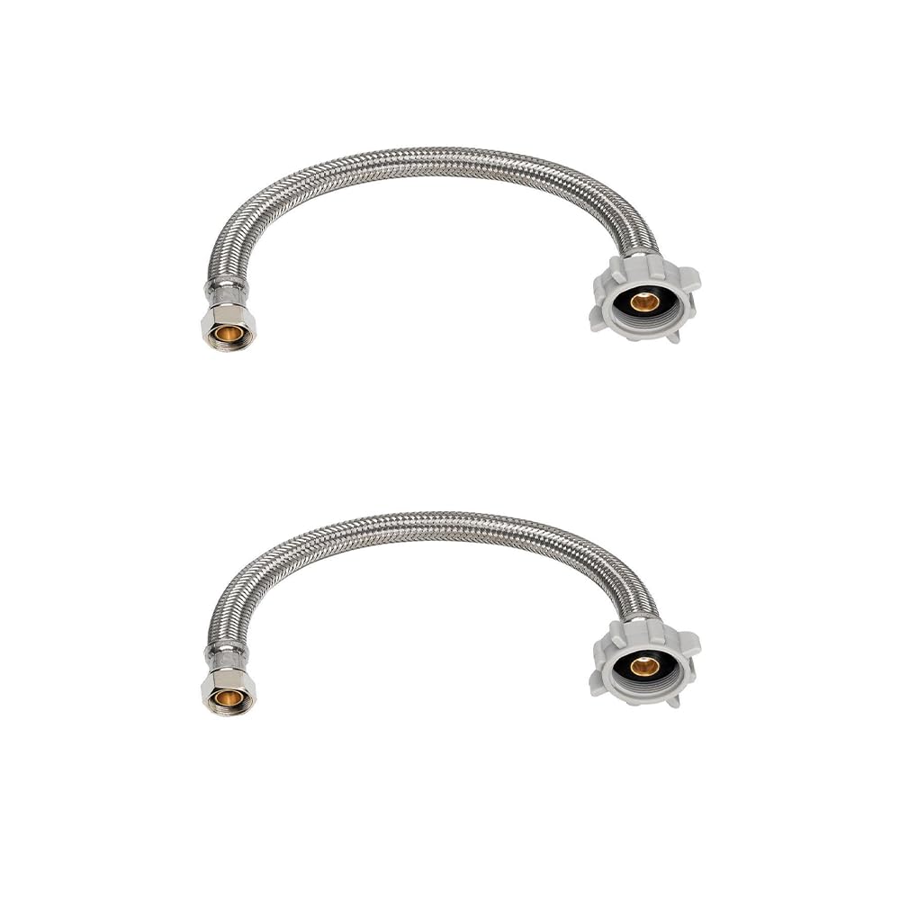 PLUMBINGMASTER 100 pcs Toilet Water Supply Line,3/8" Comp x 7/8" BC Braided Stainless Steel Toilet Supply Line,Toilet Connector Hose with Anti-Leaking Brass Nut