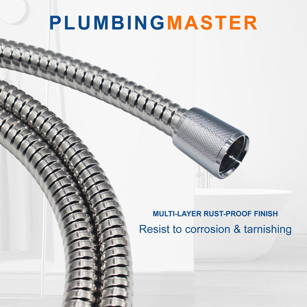 PLUMBINGMASTER 50pcs Shower Hose Stainless Steel Handheld Shower Head Hose Replacement with Brass Nut Long Fexible Shower Hose Extension