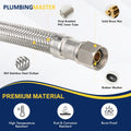 PLUMBINGMASTER 24pcs Dishwasher Hose with Elbow – Stainless Steel Braided Supply Line, 3/8" Compression to 3/8" Elbow, Universal Fit, Burst Proof, NSF/Lead-Free Certified, 10-Year Warranty