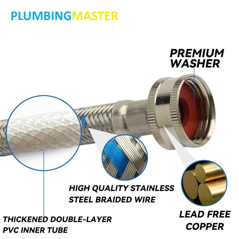 PLUMBERMASTER 24pcs Dishwasher Installation Kit, 6ft Water Supply Line with with 3/8" x 3/8" Compression,3-Prong Straight Power Cord, Elbow Connectors&Adapters,Braided Stainless Steel Dishwasher hose Kit